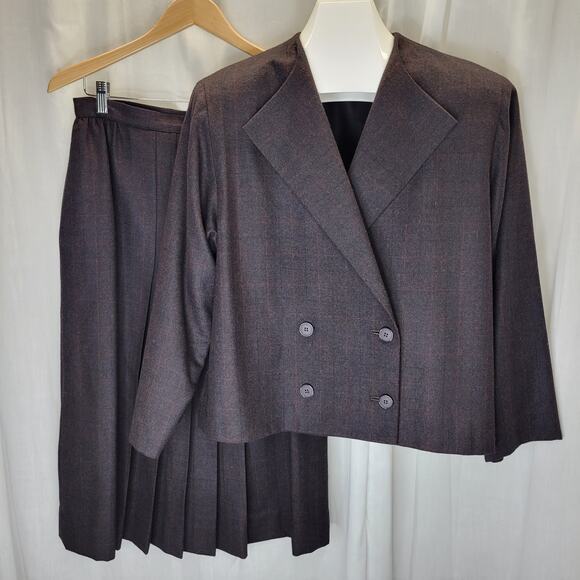 Tailored by Handmacher Vintage 80s Wool Skirt Suit Union Made, 14 - Picture 1 of 15